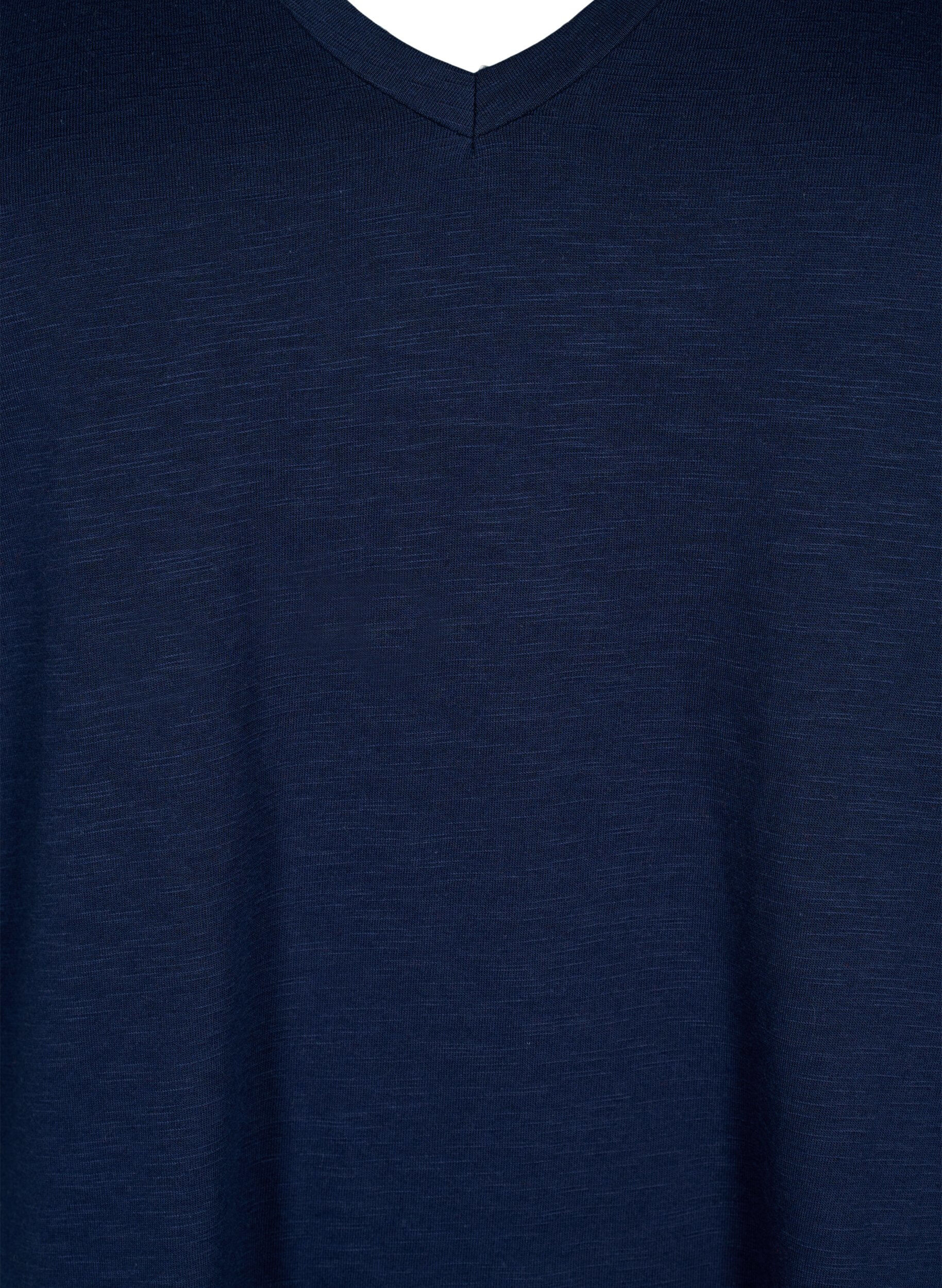 ZizziBasic t-shirt met korte mouwen en v-hals, Blauw, Packshot image number 2