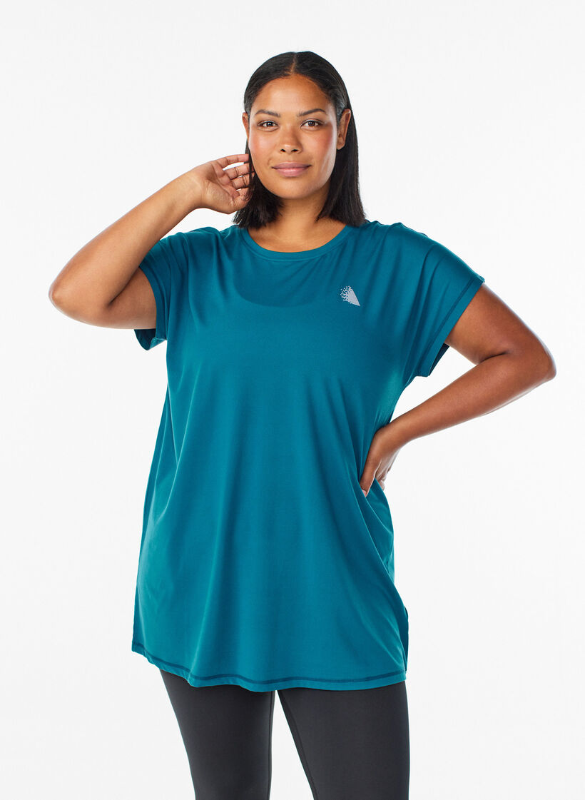 Lang workout T-shirt, Blauw, Model image number 0