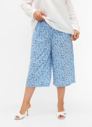 Pantalon ample avec imprimé, Blue Small Flower, Model image number 2