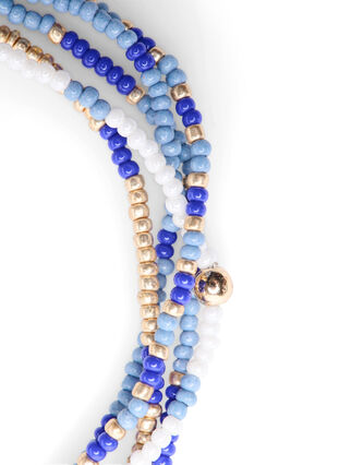 Pack de 5 bracelets en perles, Blue Mix, Packshot image number 1