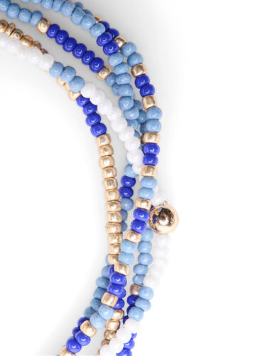Pack de 5 bracelets en perles, Blue Mix, Packshot image number 1