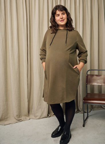 Robe pull de grossesse à capuche, Ivy Green, Image image number 0