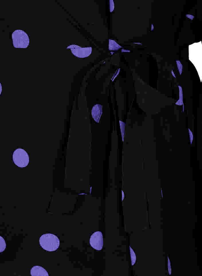 Blouse portefeuille à pois en viscose, Black w. Purple Dot, Packshot image number 3