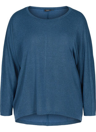 Effen blouse met lange mouwen, Dark Blue, Packshot image number 0