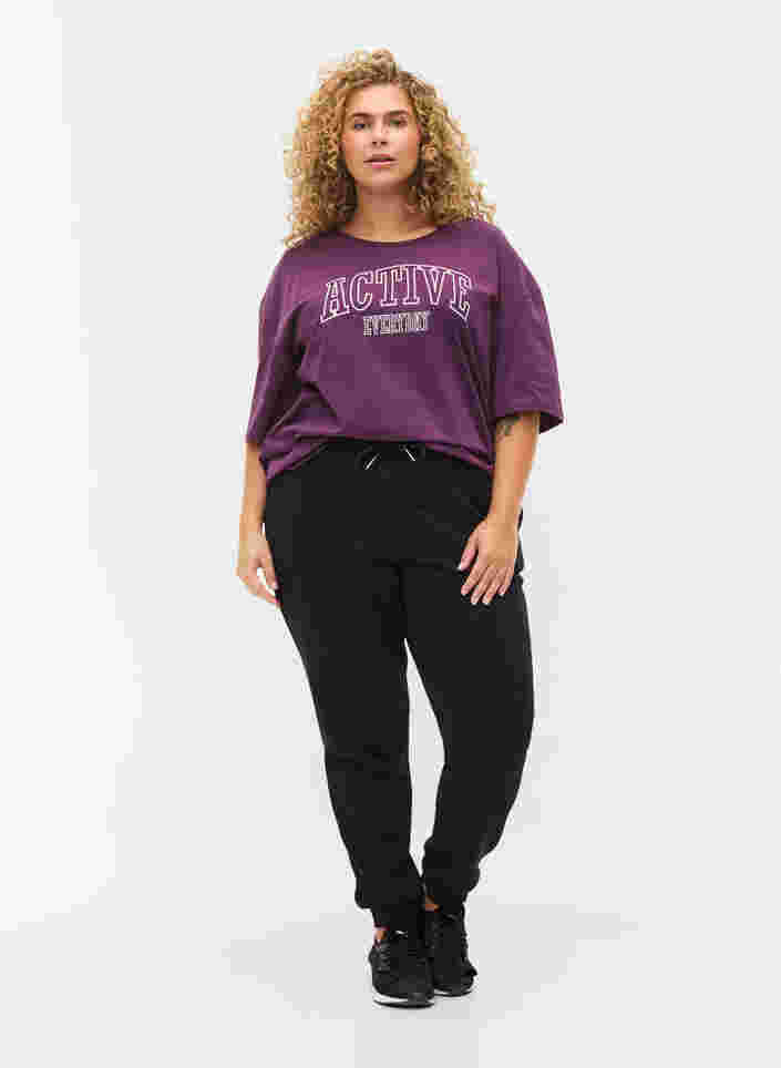 Pantalon de jogging avec lien et poches, Black, Model image number 0