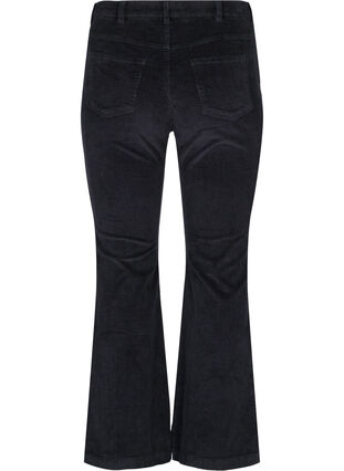 Fluwelen broek met bootcuts, Black, Packshot image number 1