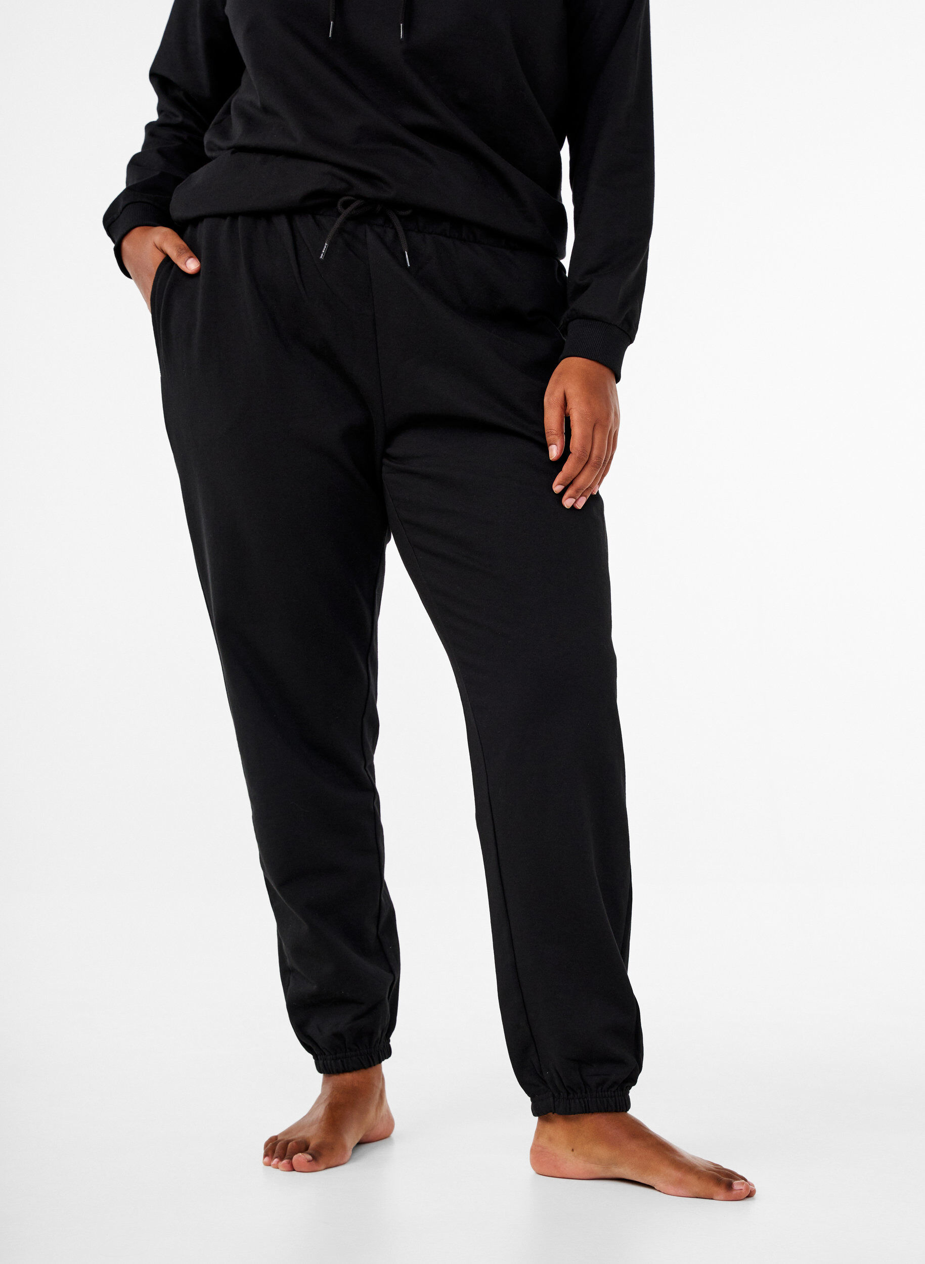 ZizziSweater met capuchon en print, Zwart, Model image number 3