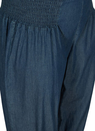 Pantacourt ample en coton avec smock, Medium Blue Denim, Packshot image number 2