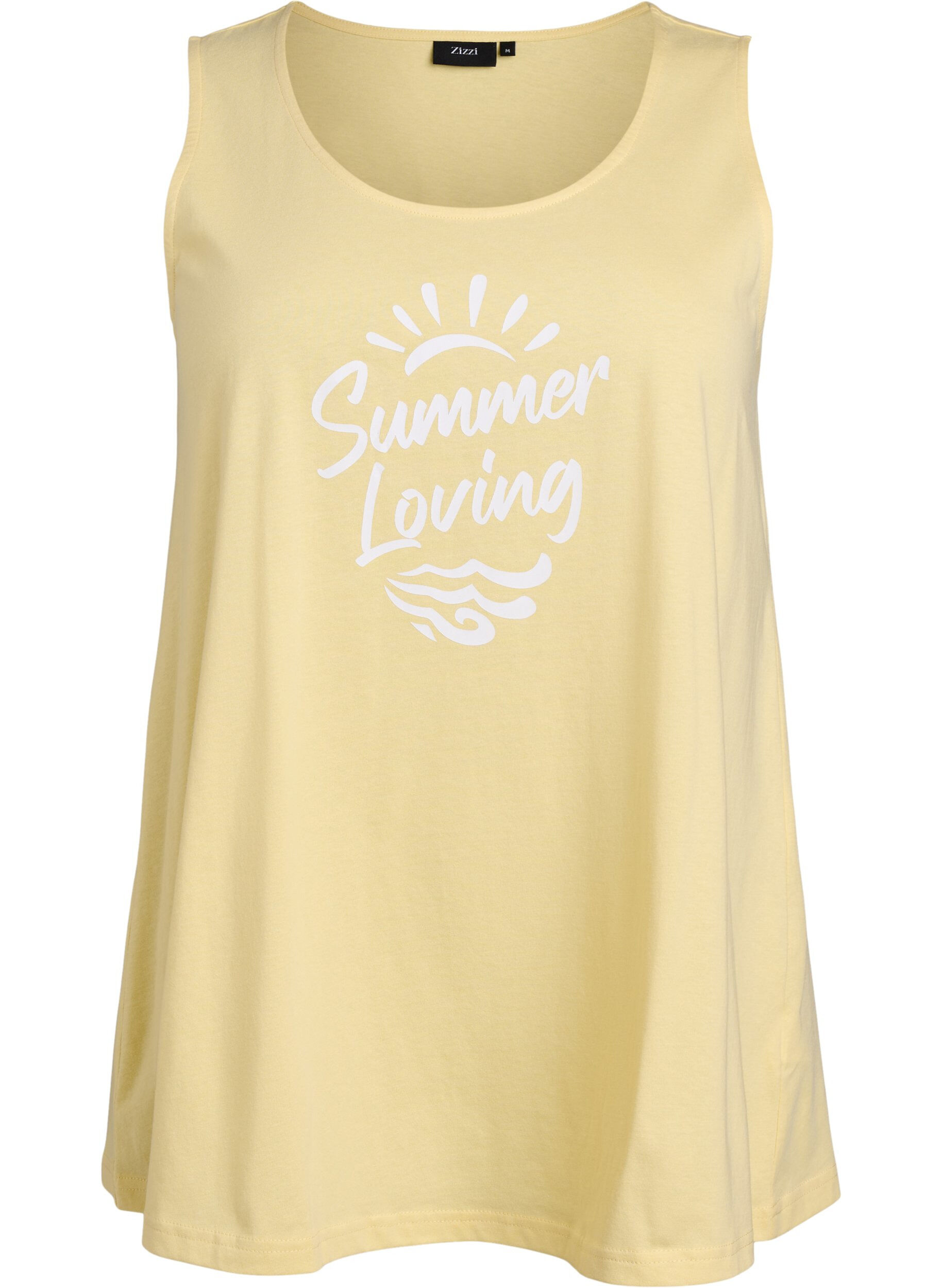 ZizziTop en coton avec forme en A, Jaune, Packshot image number 0