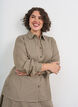 Shirt met klein ruitpatroon en strasstenen, Bruin, Model image number 0