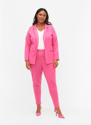 Blazer simple avec bouton et poches décoratives, Shocking Pink, Model image number 3