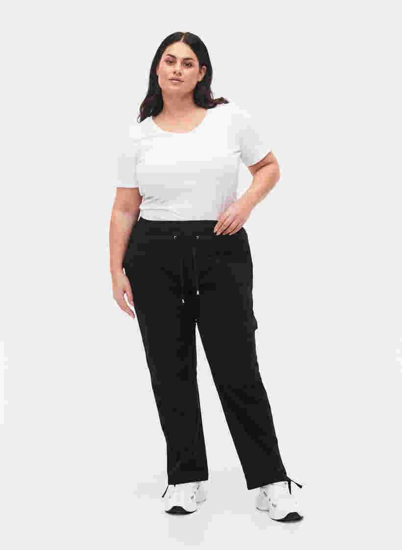 Pantalon ample en coton, Black, Model