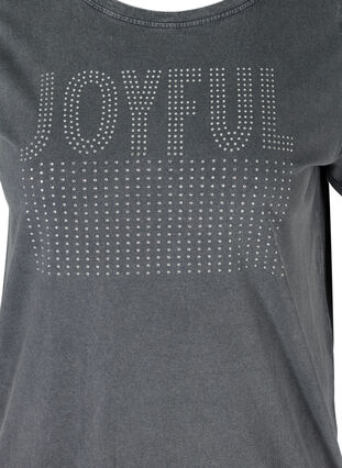 T-shirt en coton avec clous et smocks, Grey Wash, Packshot image number 2