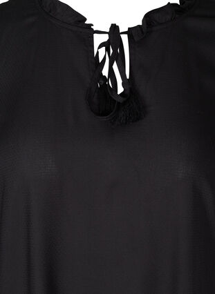 Viscose jurk met koordsluiting, Black, Packshot image number 2