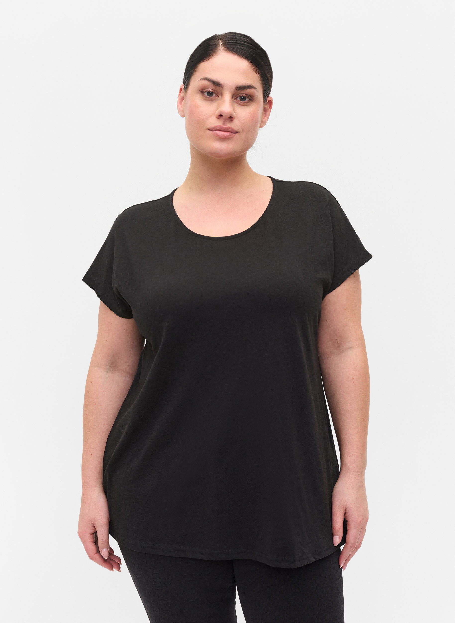 Zizzi T-shirt en m&eacute;lange coton, Black, Model image number 0