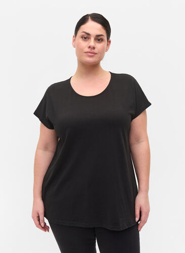 T-shirt en mélange coton, Black, Model image number 0