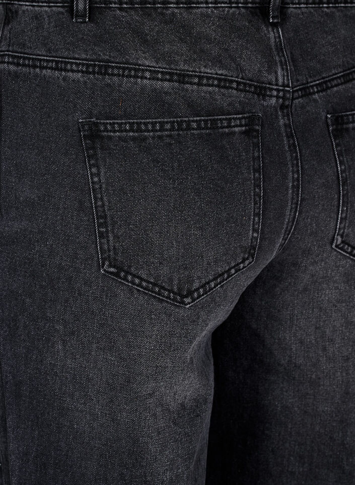 Straight-fit jeans met rhinestones en een hoge taille, Grijs, Packshot image number 3