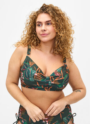 Soutien-gorge de bikini imprimé à armatures, Boheme Palm AOP, Model image number 0
