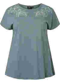 T-shirt en coton avec imprimé feuilles