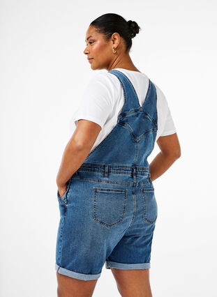 Denim overalls korte broek, Light blue denim, Model image number 1