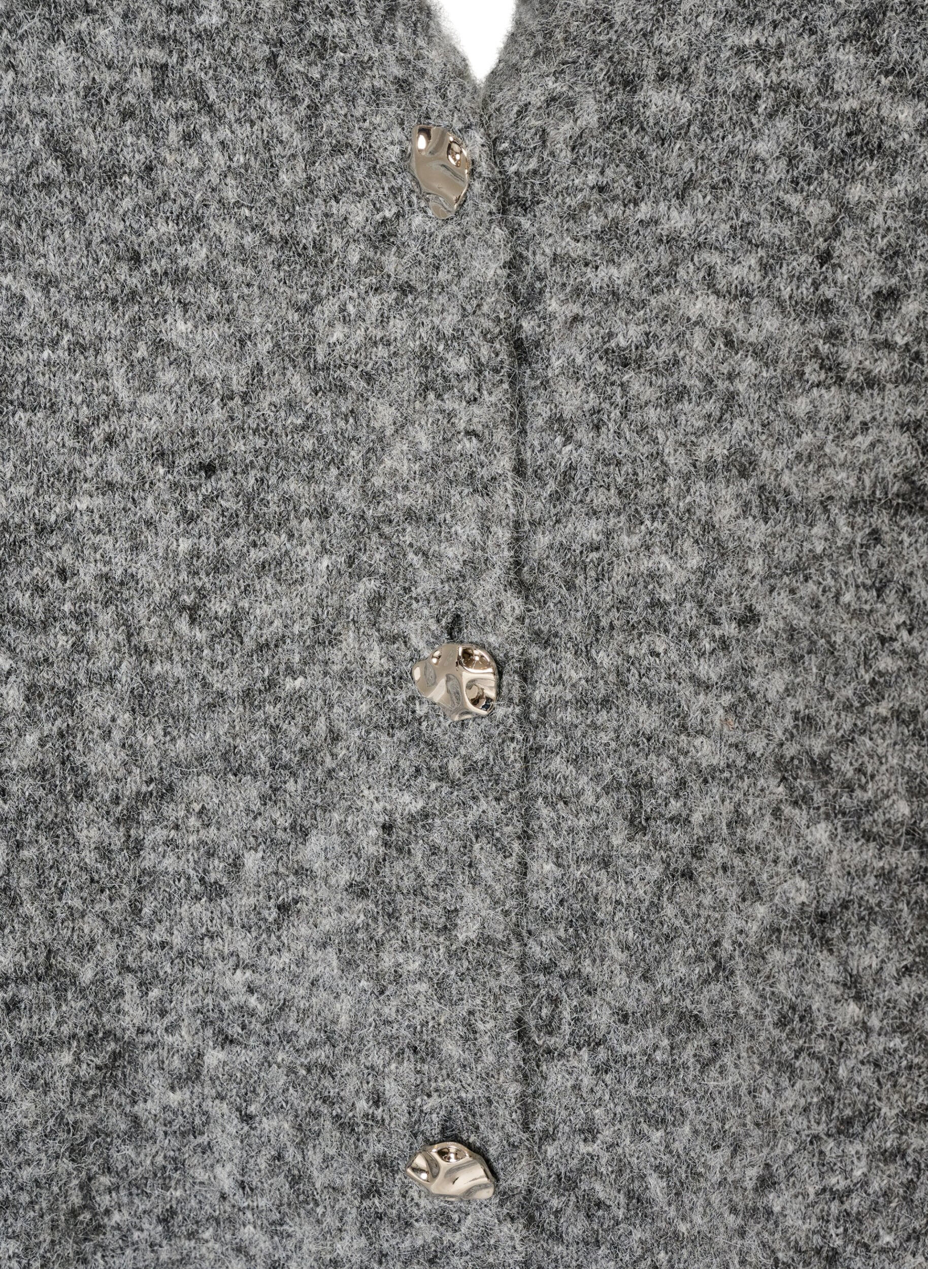 ZizziGebreid gilet met V-hals en decoratieve knopen, Grijs, Packshot image number 2