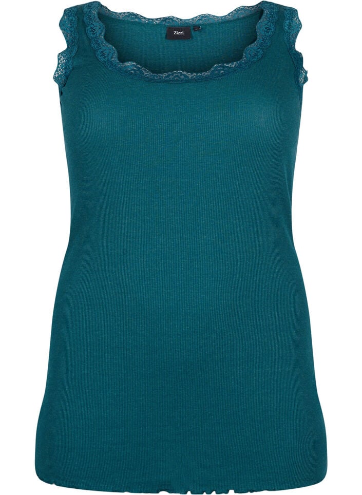 Top met kant, Groen, Packshot image number 0