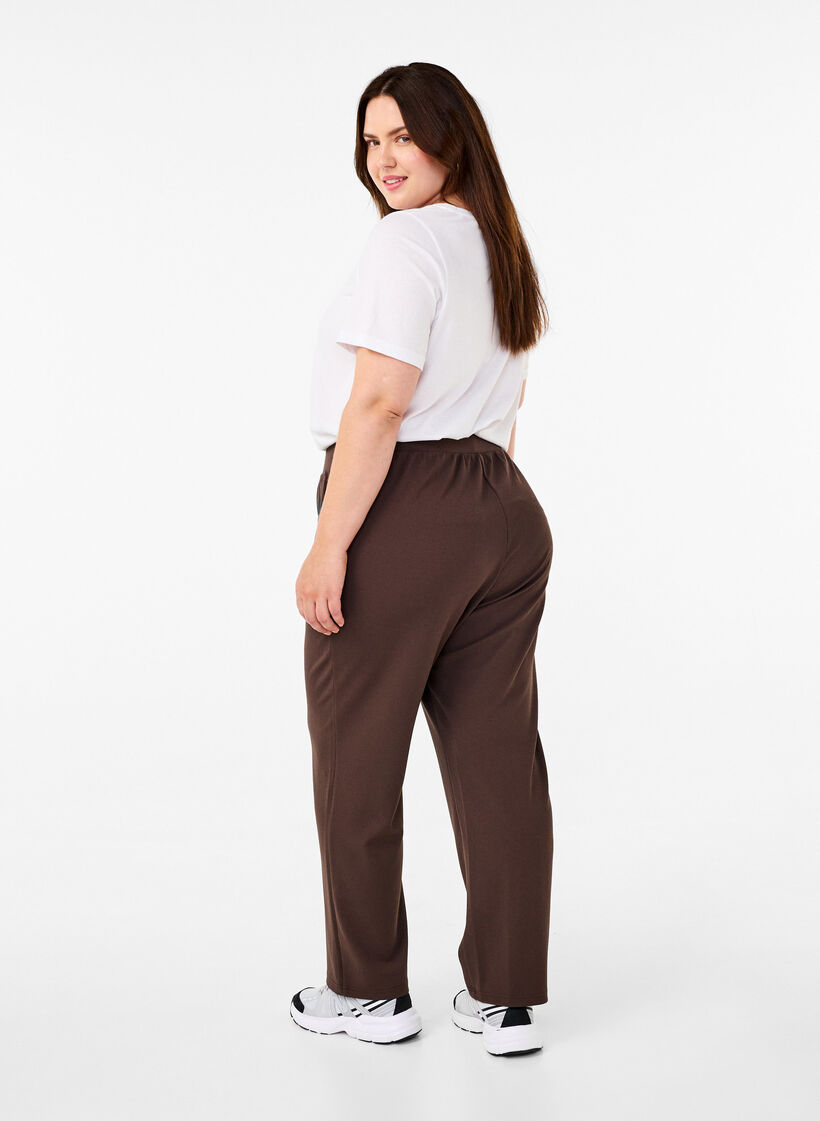 Broek met rechte pasvorm, Bruin, Model image number 1