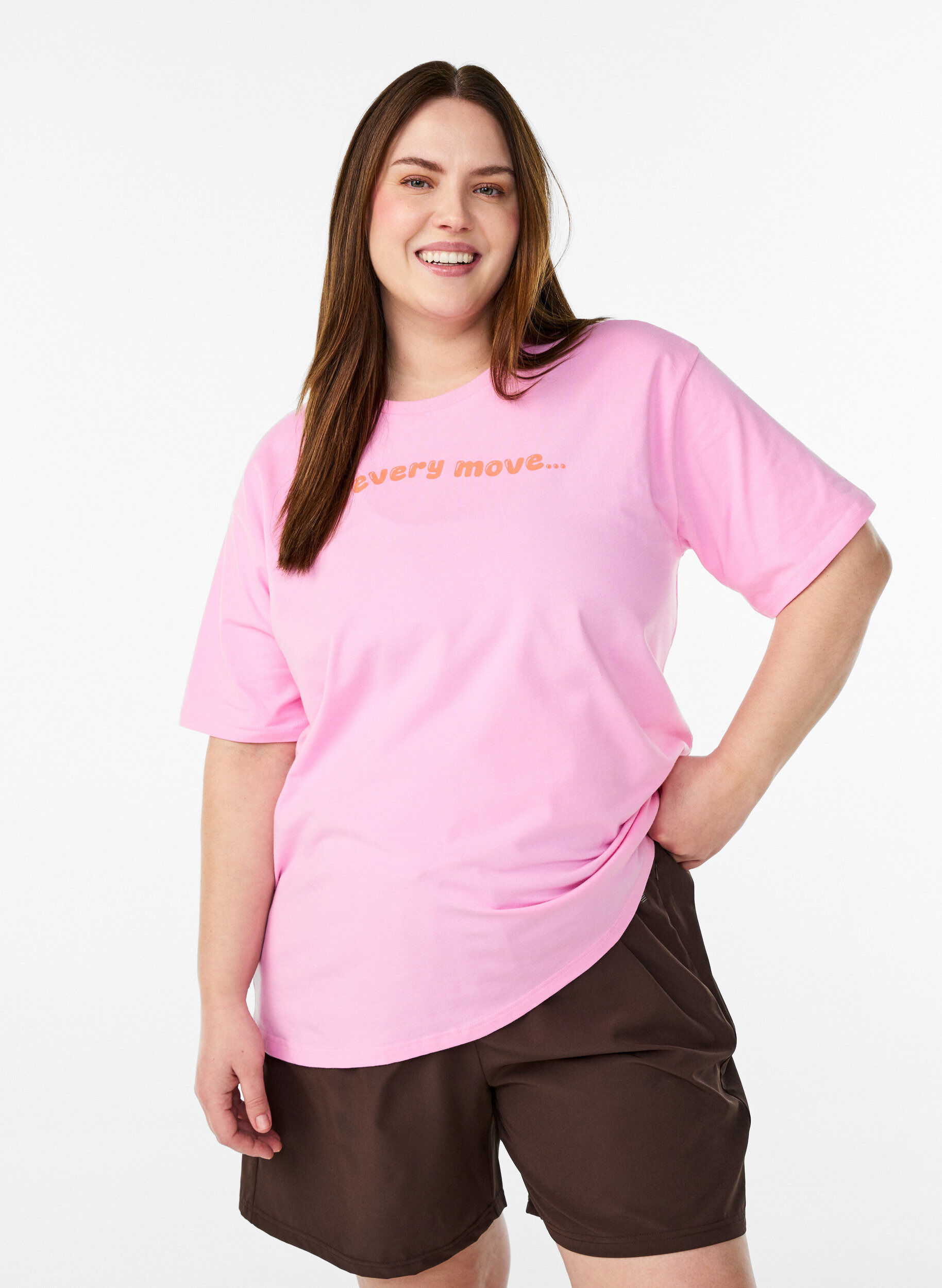 Sportief T-shirt in biologisch katoen, Roze, Model
