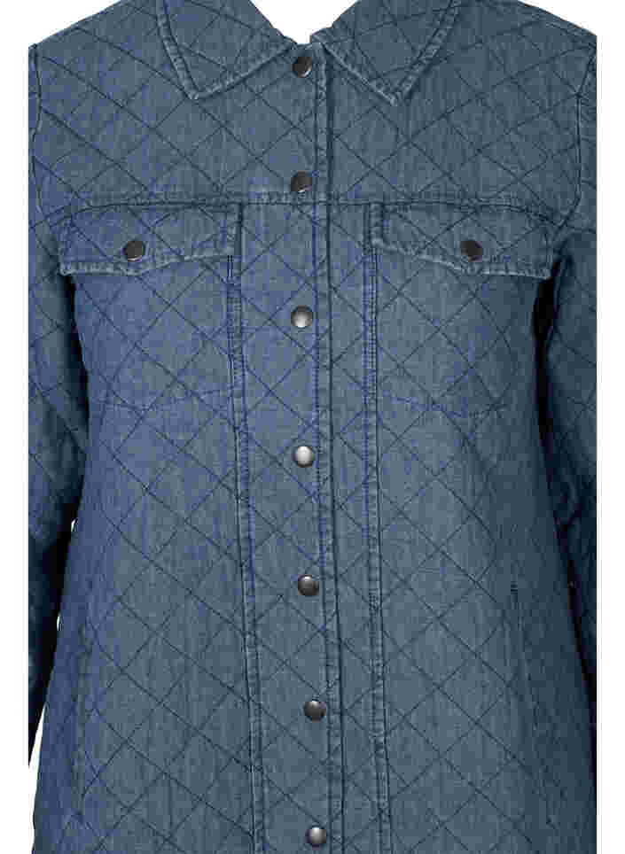 Gedessineerde jas met knopen en zakken, Blue denim, Packshot image number 2