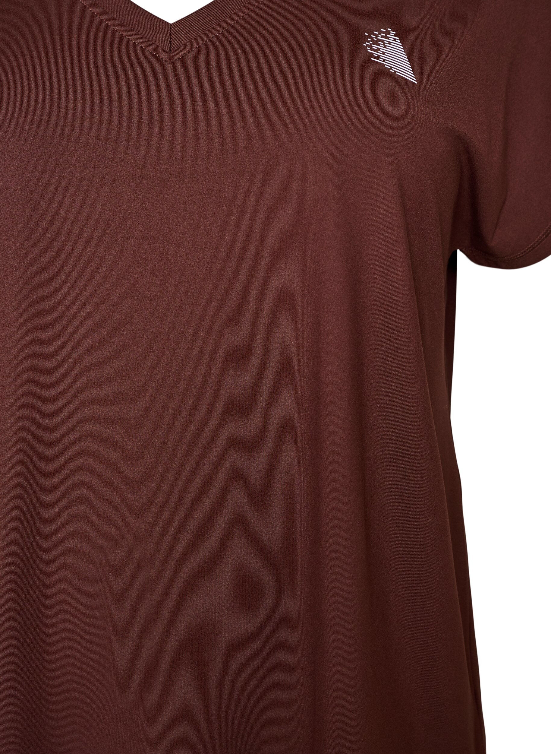 ZizziLosvallend trainings-T-shirt met V-hals, Bruin, Packshot image number 2
