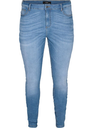 Jeans Emily à la coupe ajustée et à la taille normale, Blue denim, Packshot image number 0