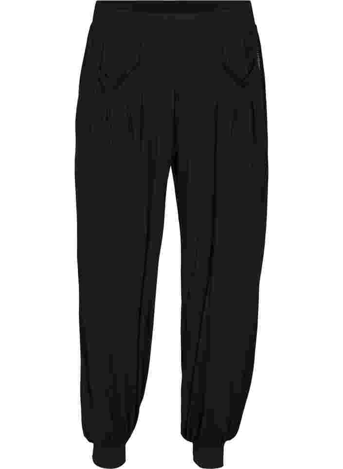 Pantalon ample en viscose avec poches, Black, Packshot image number 0