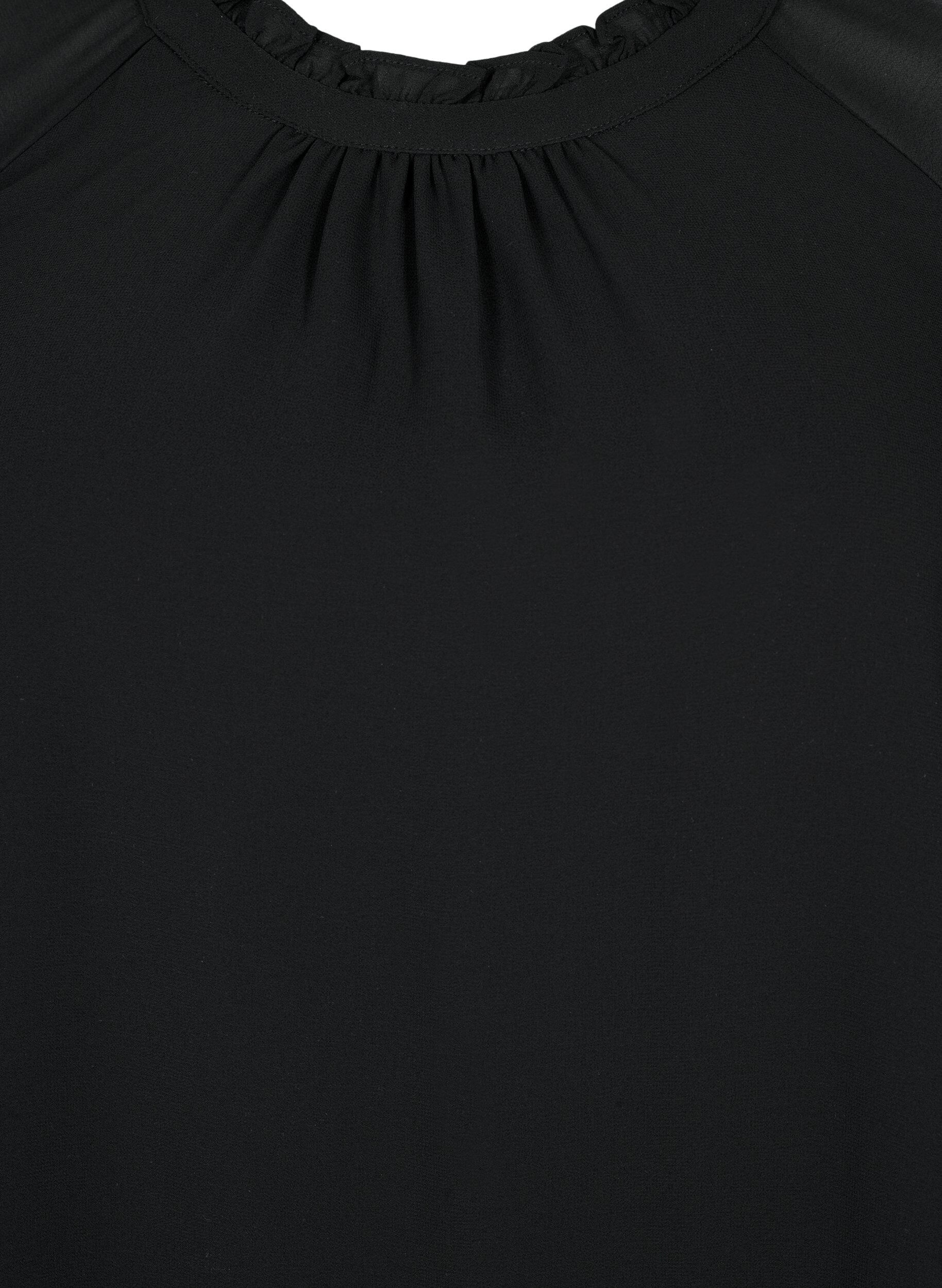 Zizzi Blouse &agrave; fond asym&eacute;trique et manches 3/4, Black, Packshot image number 2