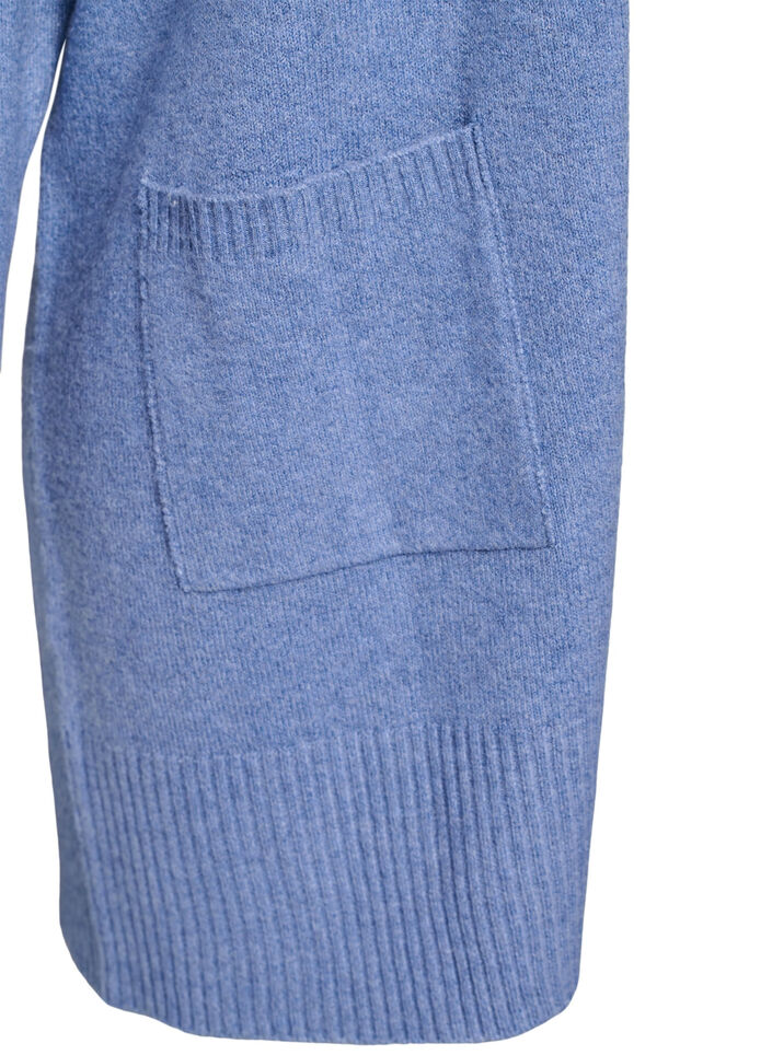 Geribd gebreid vest met zakken, Blauw, Packshot image number 3