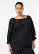 Viscose blouse met een vierkante hals en 3/4-mouwen, Zwart, Model image number 0