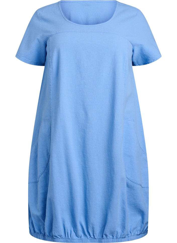 Katoenen jurk met korte mouwen, Blauw, Packshot image number 0