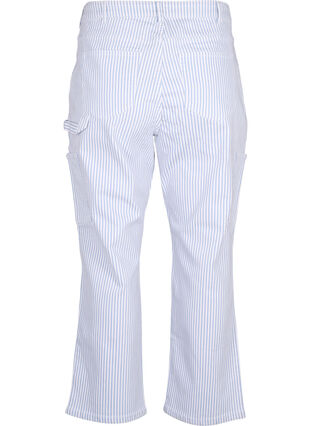 Gestreepte cargo jeans met rechte pasvorm, Blue White Stripe, Packshot image number 1