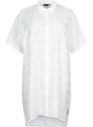 Lang hemd van viscose met structuur, Bright White, Packshot