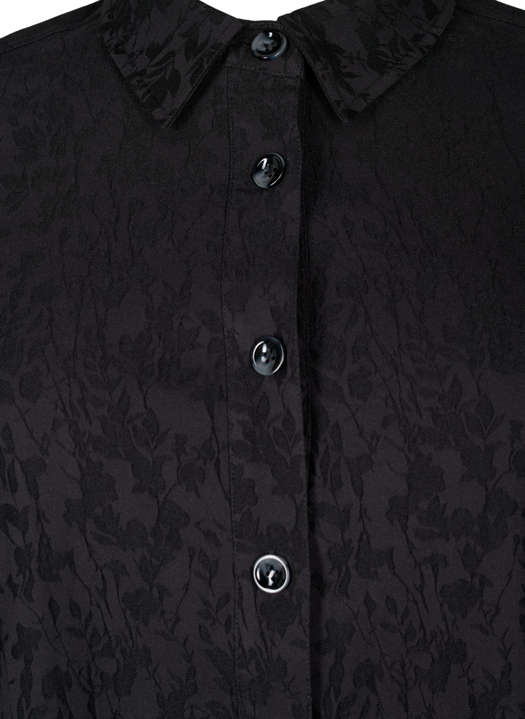 Zizzi Veste chemise en viscose avec motif ton sur ton, Black, Packshot image number 2