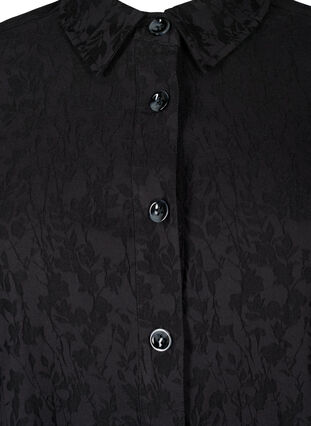 Veste chemise en viscose avec motif ton sur ton, Black, Packshot image number 2