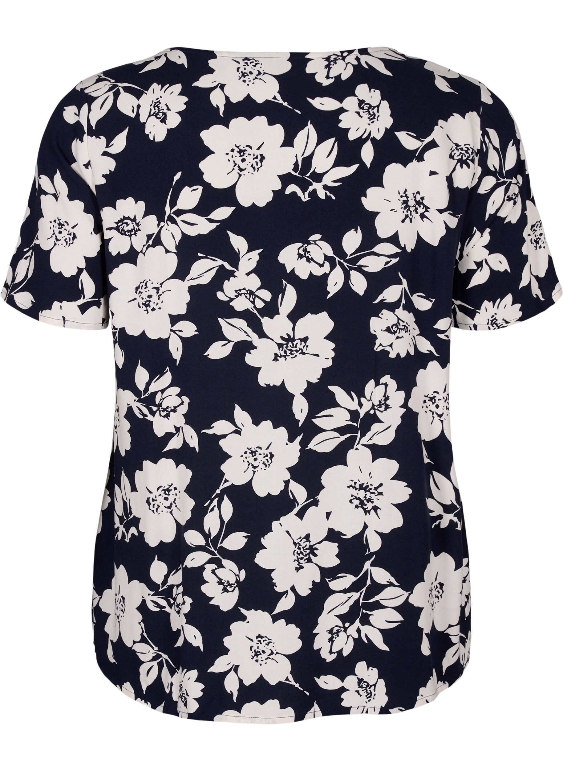 ZizziFLASH - Viscose blouse met korte mouwen en print, Blauw, Packshot image number 1