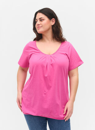Katoenen t-shirt met korte mouwen, Raspberry Rose, Model image number 0