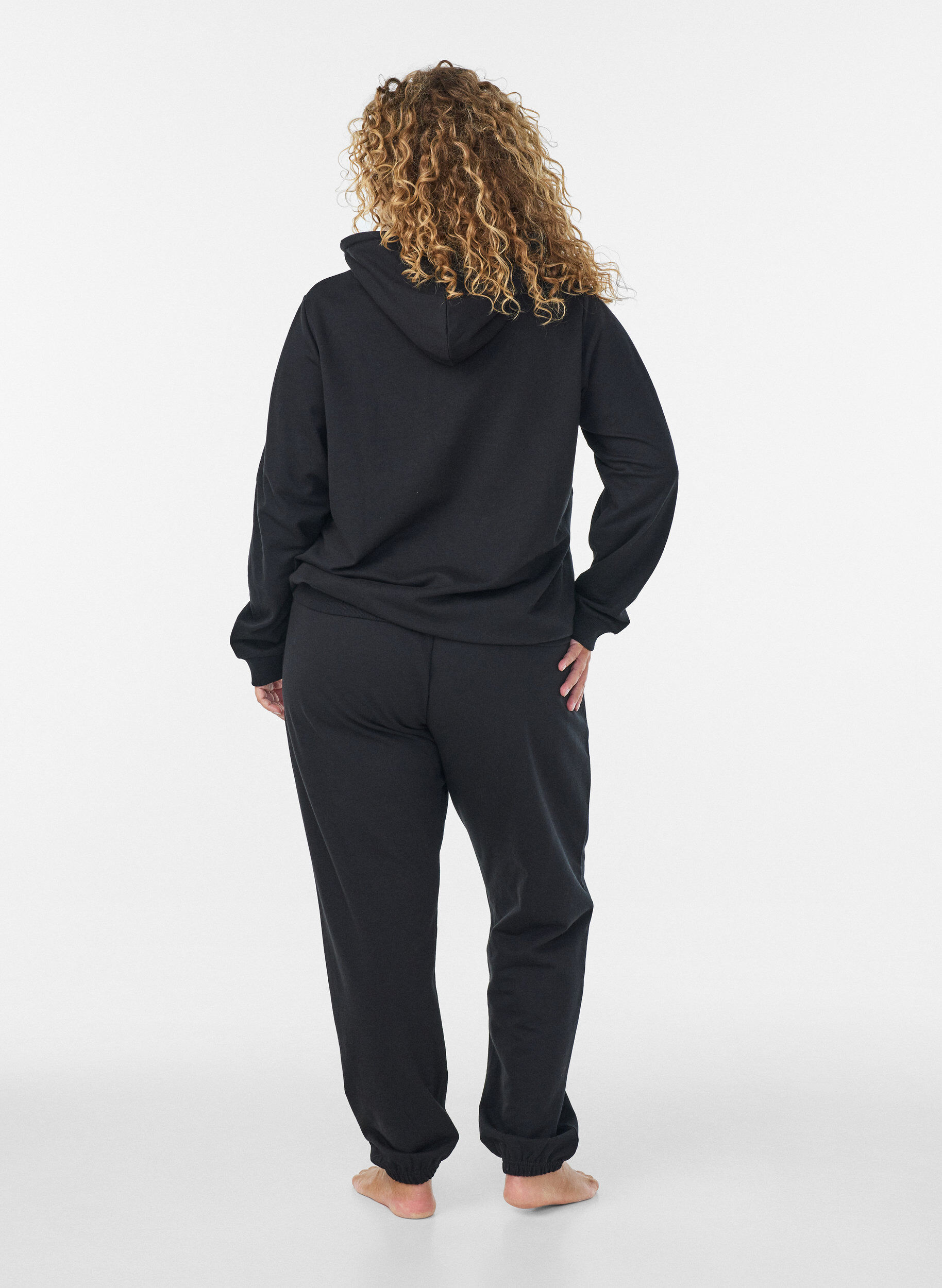 ZizziSweater met capuchon en print, Zwart, Model image number 2
