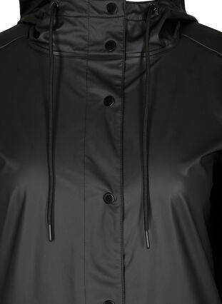 Veste de pluie courte avec capuche et fermeture boutonnée, Black, Packshot image number 2