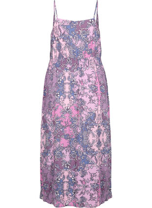 Mouwloze viscose midi-jurk met paisley print, Purple Paisley, Packshot image number 1