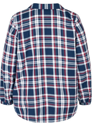 Geruite katoenen pyjama blouse , Navy Comb Check, Packshot image number 1