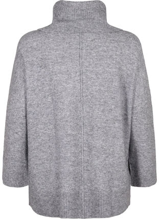 Pull en tricot mélangé avec col roulé, Medium Grey Melange, Packshot image number 1
