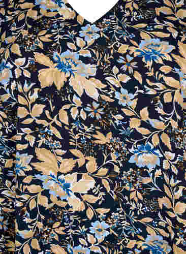 FLASH - Tuniek met v-hals en print, Brown Blue Flower, Packshot image number 2