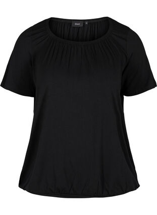 T-shirt à manches courtes en viscose avec élastique, Black, Packshot image number 0