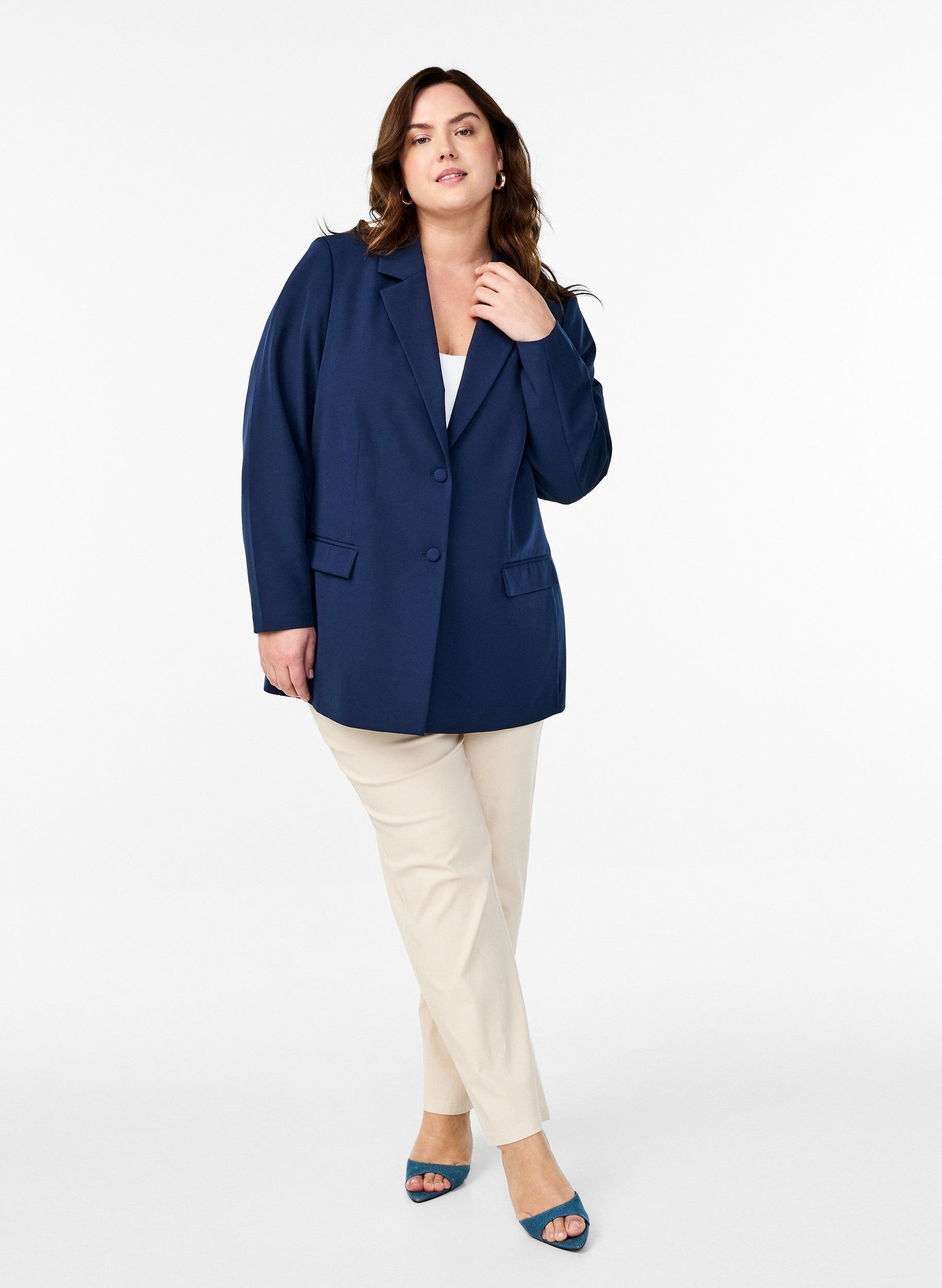 ZizziKlassieke blazer met knoopsluiting, Blauw, Model image number 1
